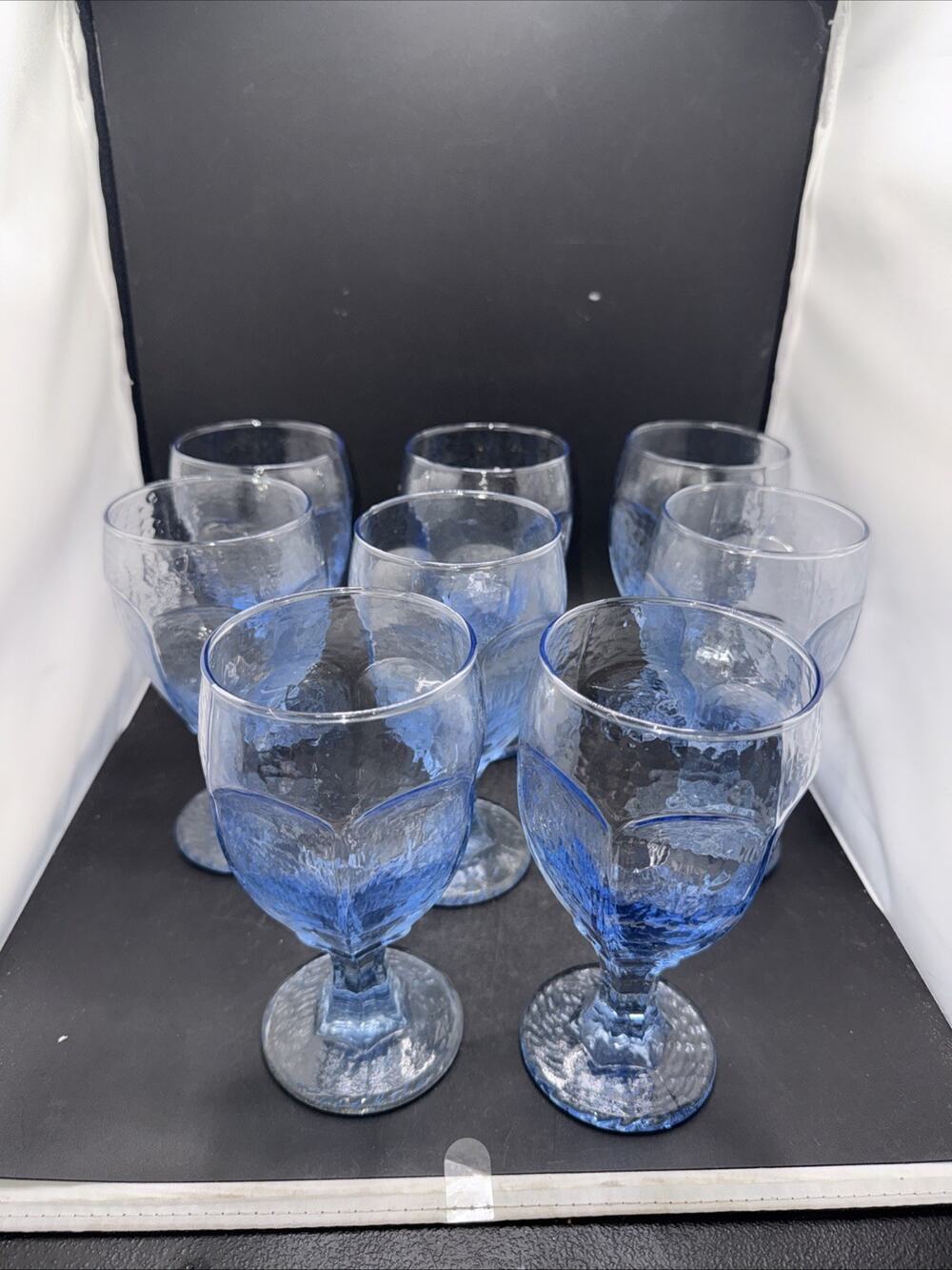Vintage Libbey Chivalry Blue Water Goblets Set of 8 Measure 6.5"